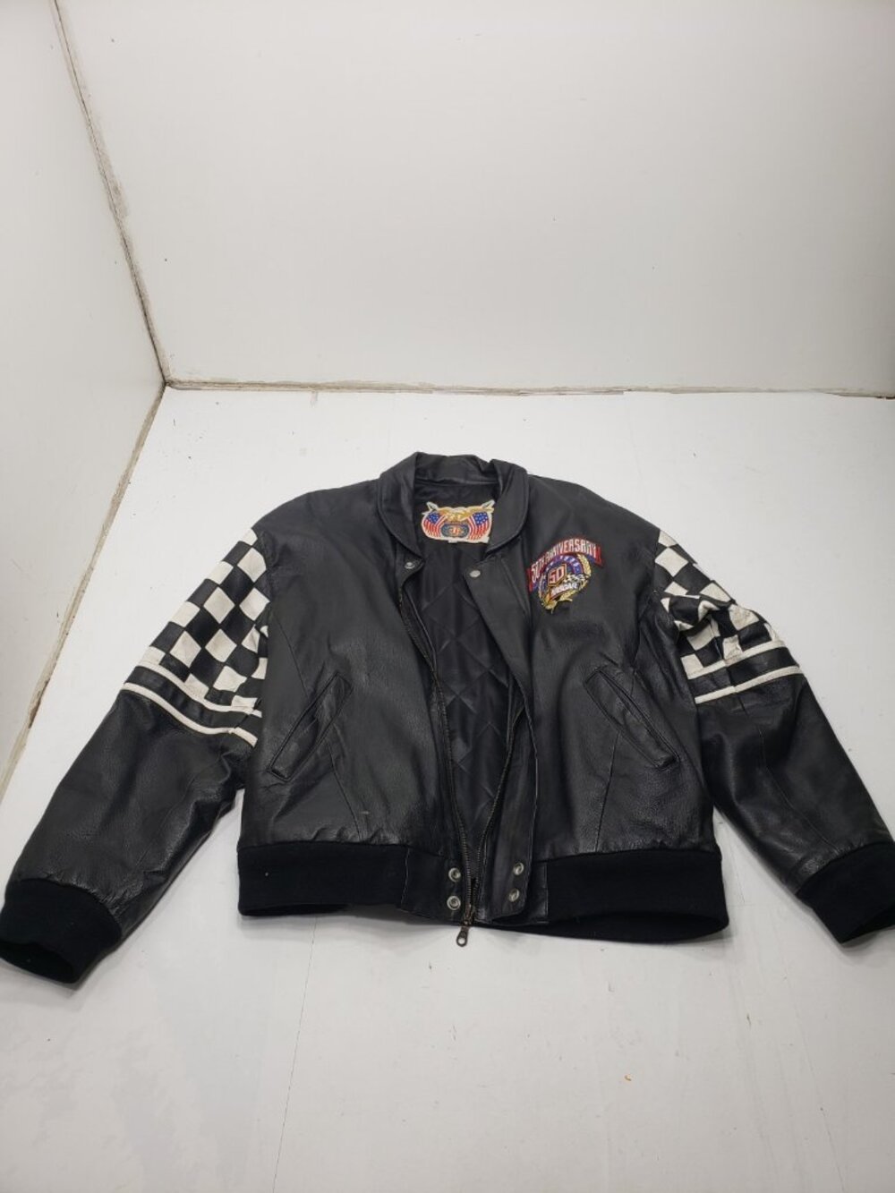 Vintage 1998 Jeff Hamilton NASCAR 50th Anniversary Leather Racing Jacket Size L